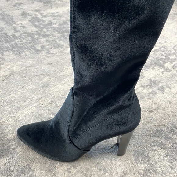 Rare Stuart Weitzman Alllegs OTK Thigh High Stretch Velvet Boots Heels Sz 8 - Picture 8 of 14